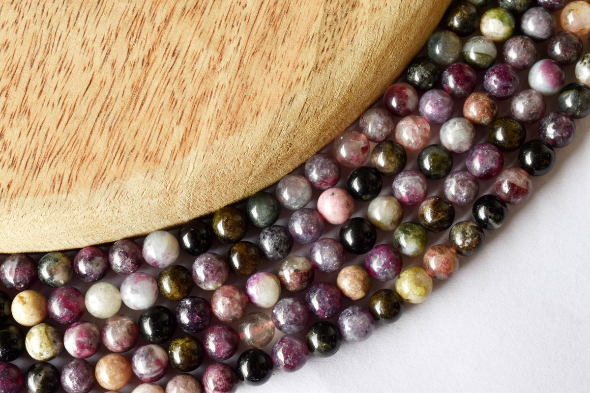Watermelon Tourmaline Beads, Natural Round Crystal Beads 4mm to 10mm  DestGlow