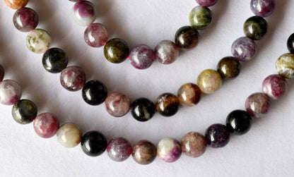 Watermelon Tourmaline Beads, Natural Round Crystal Beads 4mm to 10mm  DestGlow