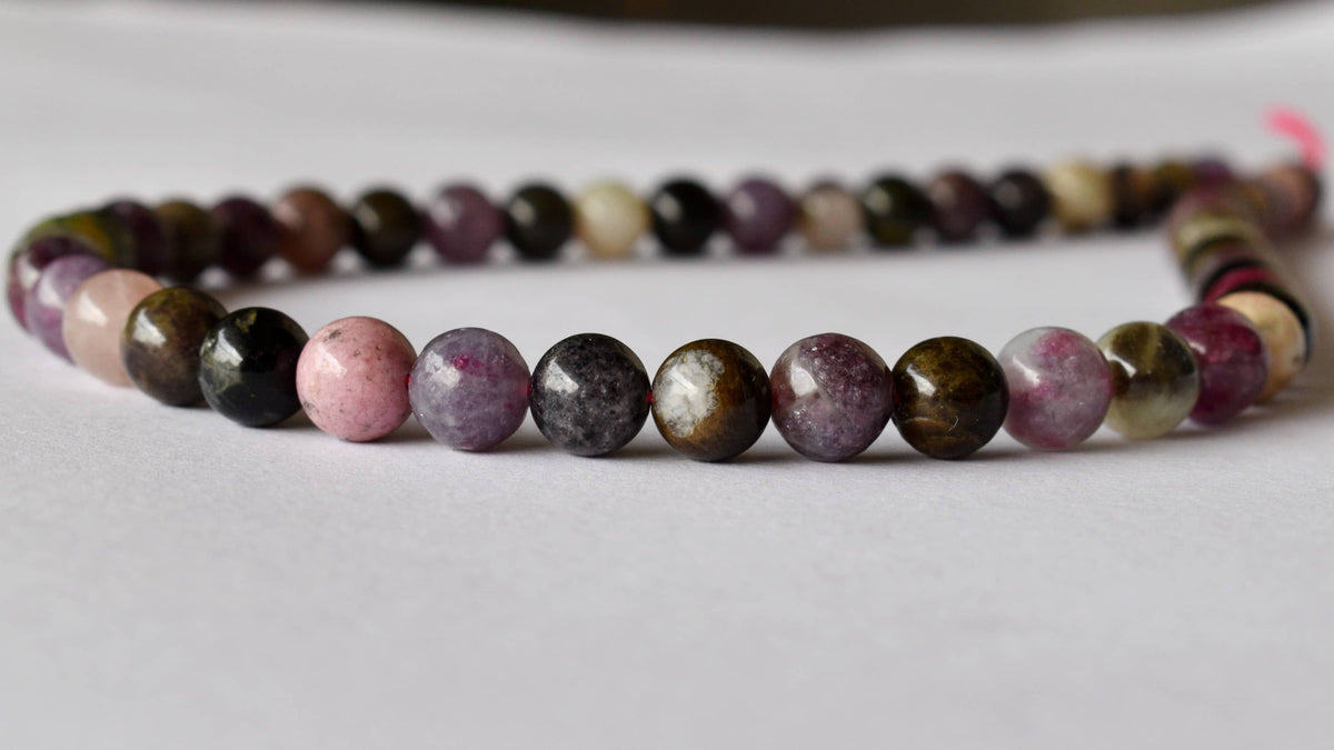 Watermelon Tourmaline Beads, Natural Round Crystal Beads 4mm to 10mm  DestGlow