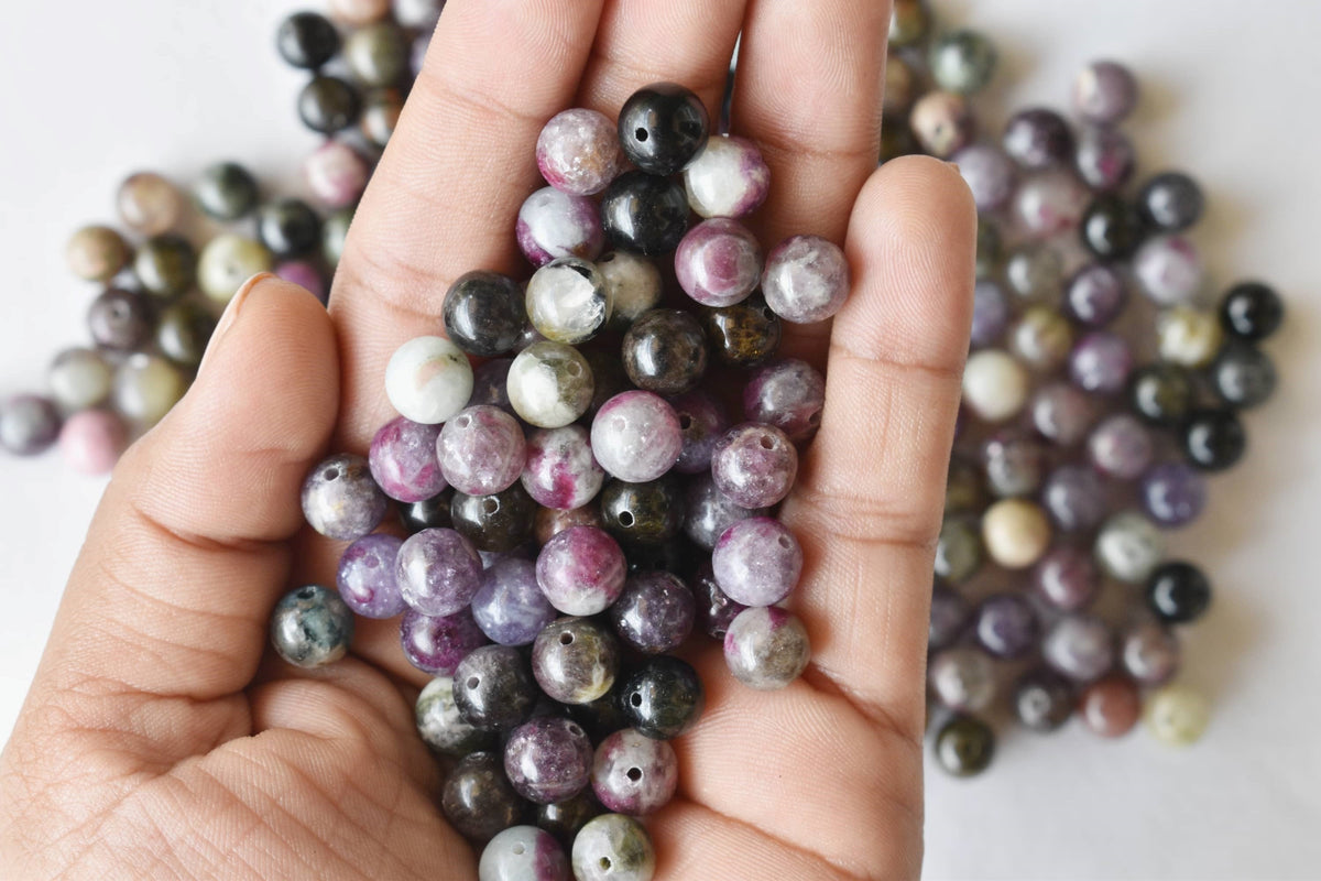 Watermelon Tourmaline Beads, Natural Round Crystal Beads 4mm to 10mm  DestGlow