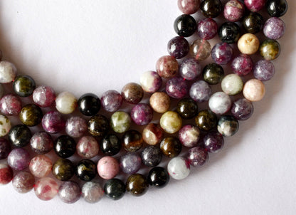 Watermelon Tourmaline Beads, Natural Round Crystal Beads 4mm to 10mm  DestGlow
