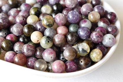 Watermelon Tourmaline Beads, Natural Round Crystal Beads 4mm to 10mm  DestGlow