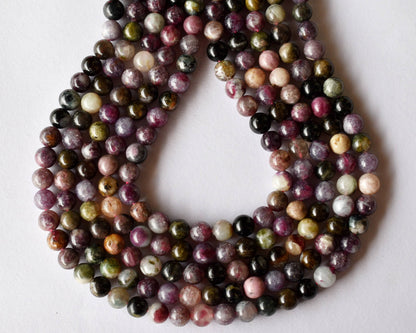 Watermelon Tourmaline Beads, Natural Round Crystal Beads 4mm to 10mm  DestGlow