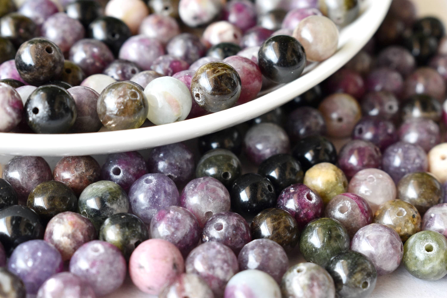 Watermelon Tourmaline Beads, Natural Round Crystal Beads 4mm to 10mm  DestGlow