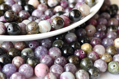 Watermelon Tourmaline Beads, Natural Round Crystal Beads 4mm to 10mm  DestGlow