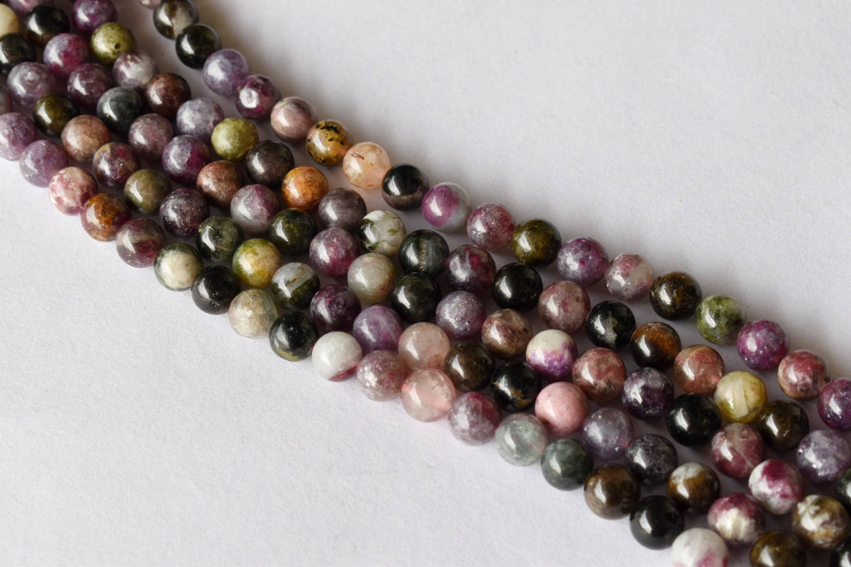 Watermelon Tourmaline Beads, Natural Round Crystal Beads 4mm to 10mm  DestGlow