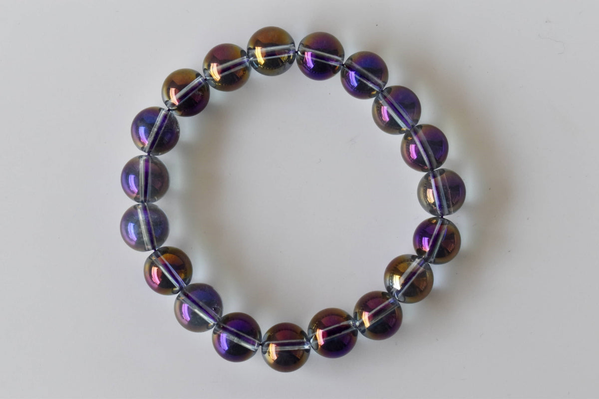 Aura Quartz Amethyst Bracelet(Intuition and Self- Healing).  DestGlow