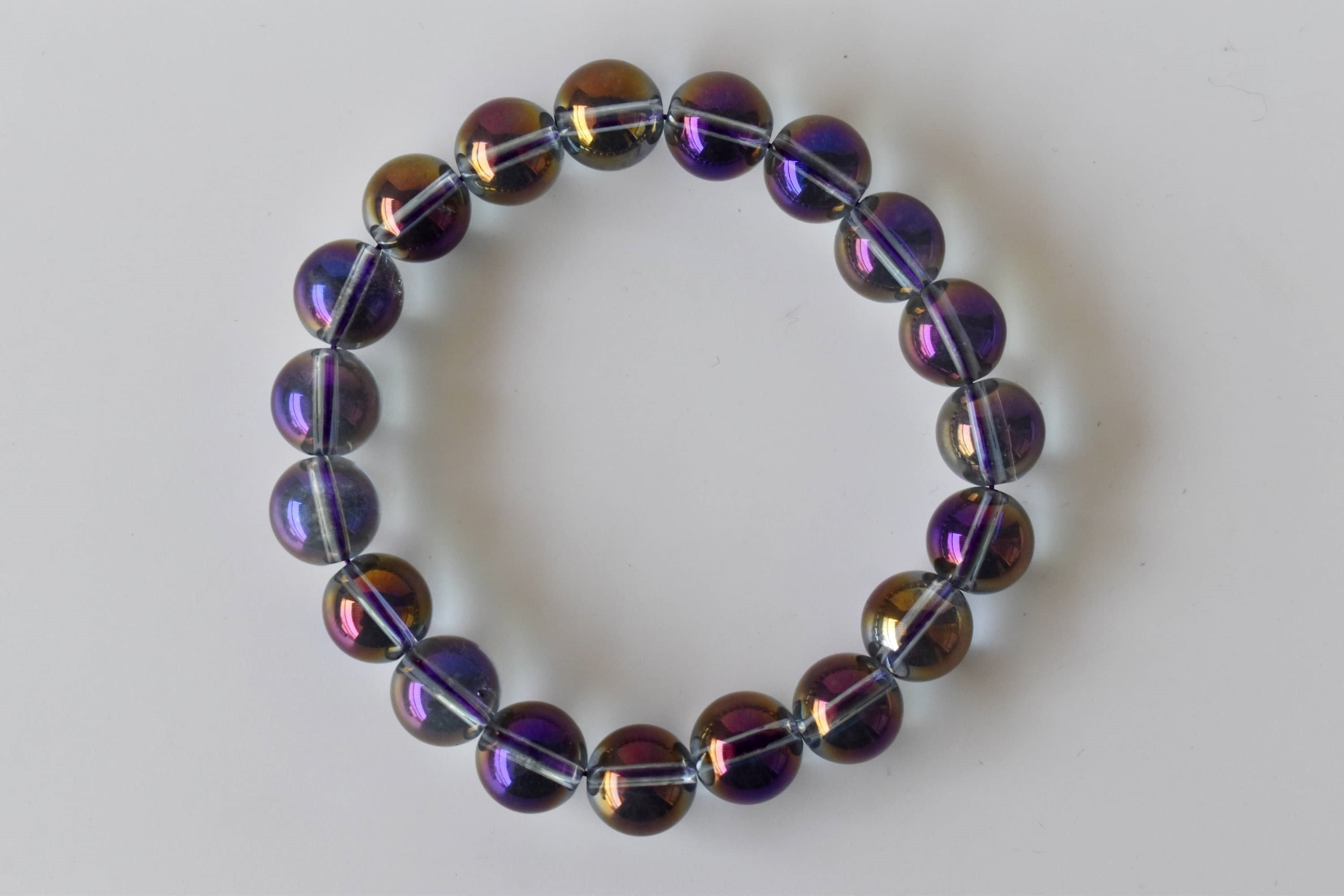 Aura Quartz Amethyst Bracelet(Intuition and Self- Healing).  DestGlow