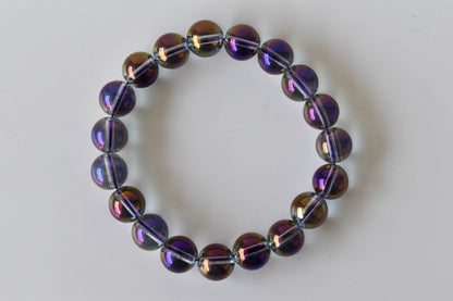 Aura Quartz Amethyst Bracelet(Intuition and Self- Healing).  DestGlow