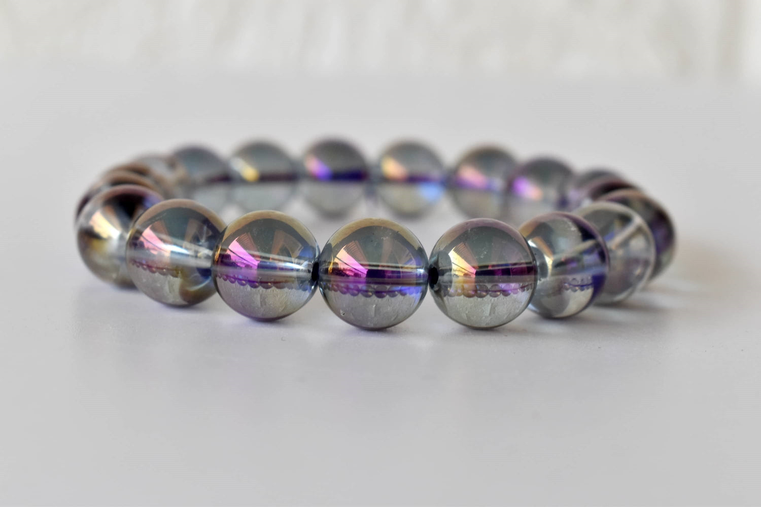 Aura Quartz Amethyst Bracelet(Intuition and Self- Healing).  DestGlow