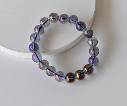 Aura Quartz Amethyst Bracelet(Intuition and Self- Healing).  DestGlow