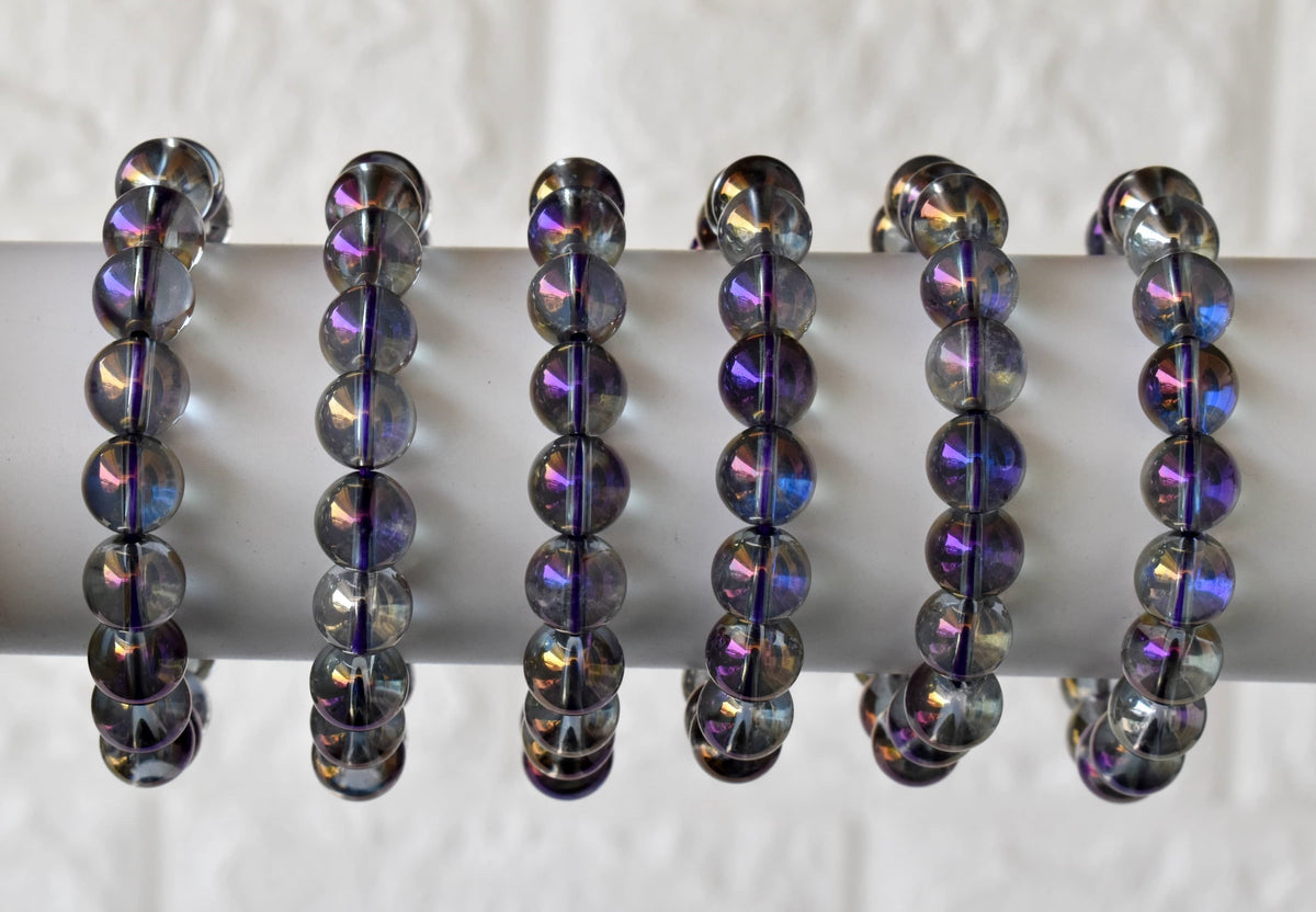 Aura Quartz Amethyst Bracelet(Intuition and Self- Healing).  DestGlow