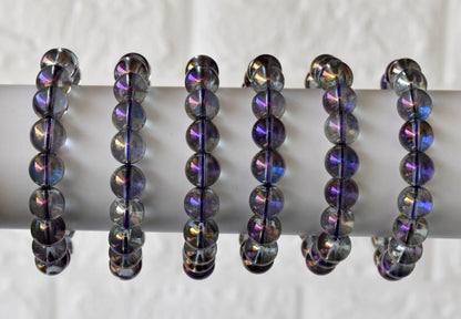 Aura Quartz Amethyst Bracelet(Intuition and Self- Healing).  DestGlow