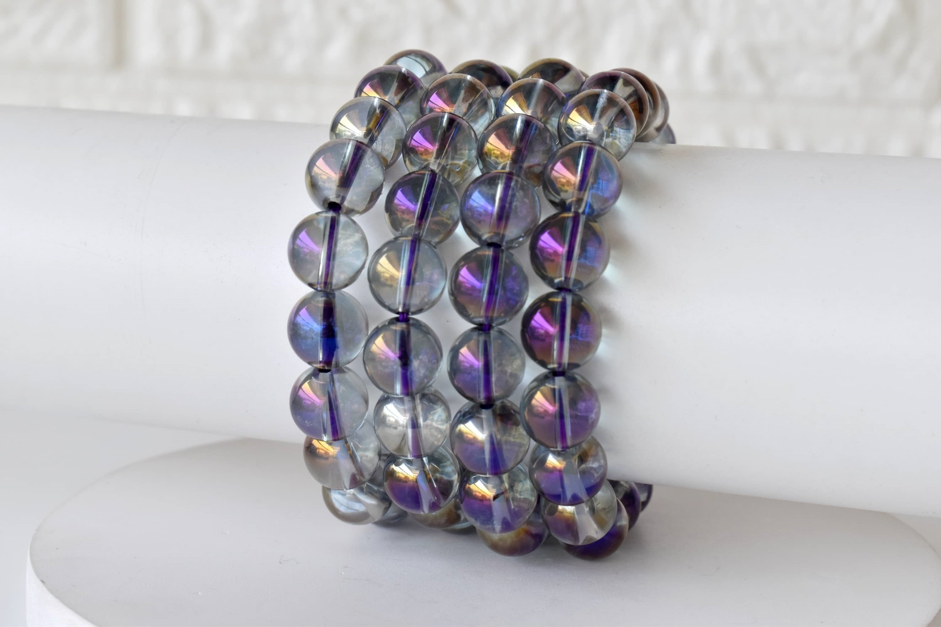 Aura Quartz Amethyst Bracelet(Intuition and Self- Healing).  DestGlow