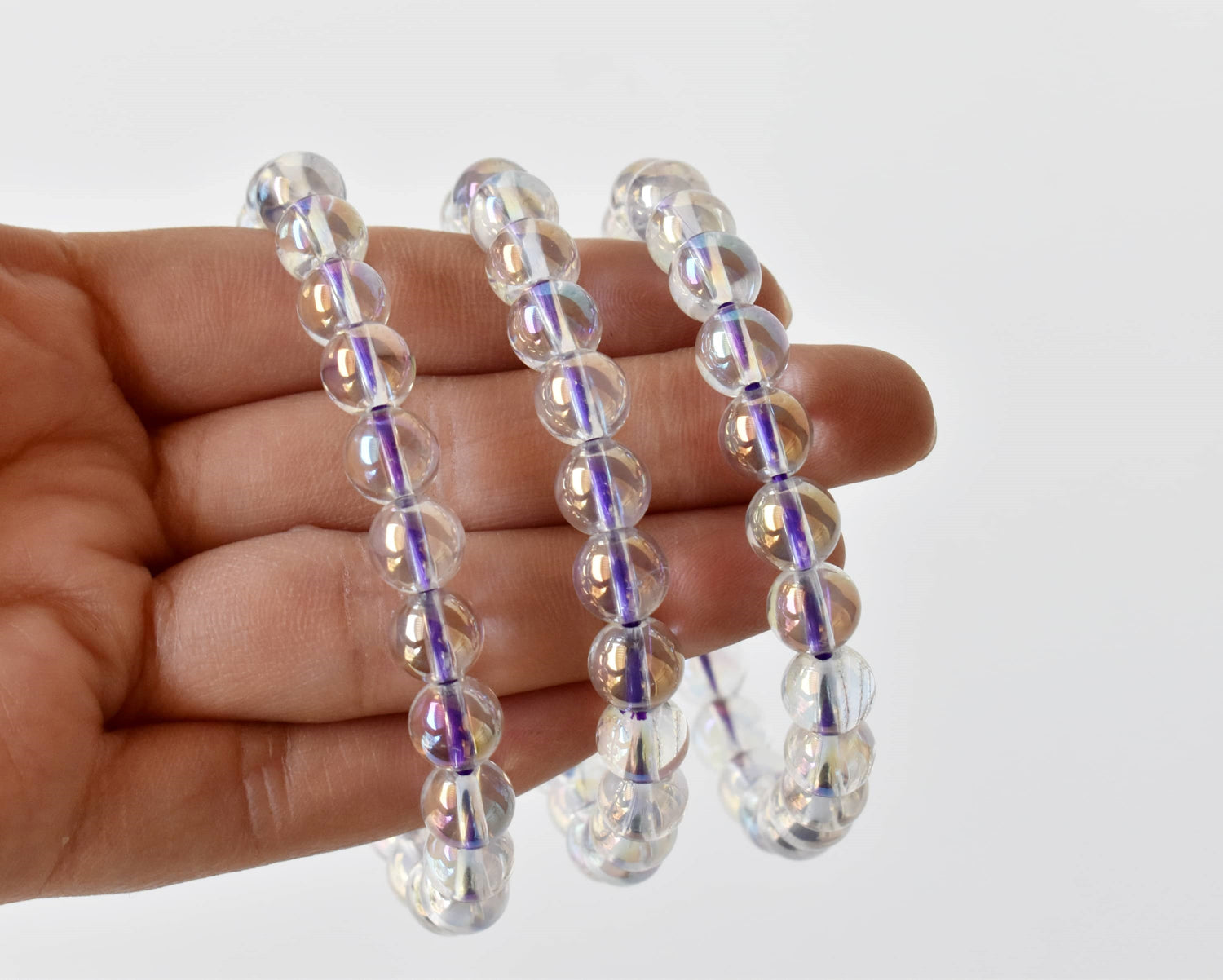 Aura Quartz Rainbow Moonstone Bracelet (Compassion and Patience)  DestGlow