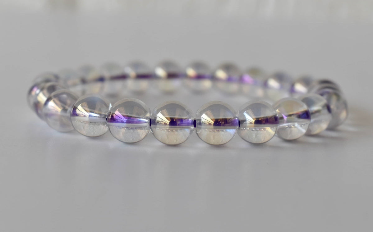 Aura Quartz Rainbow Moonstone Bracelet (Compassion and Patience)  DestGlow