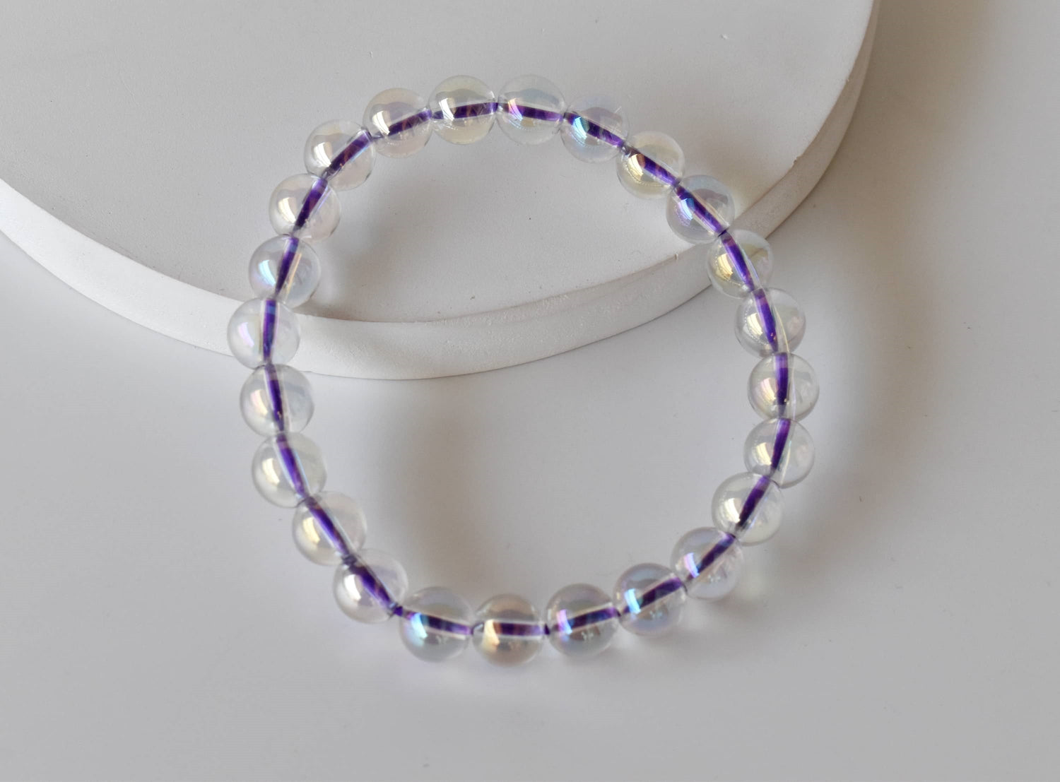 Aura Quartz Rainbow Moonstone Bracelet (Compassion and Patience)  DestGlow