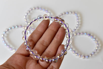 Aura Quartz Rainbow Moonstone Bracelet (Compassion and Patience)  DestGlow