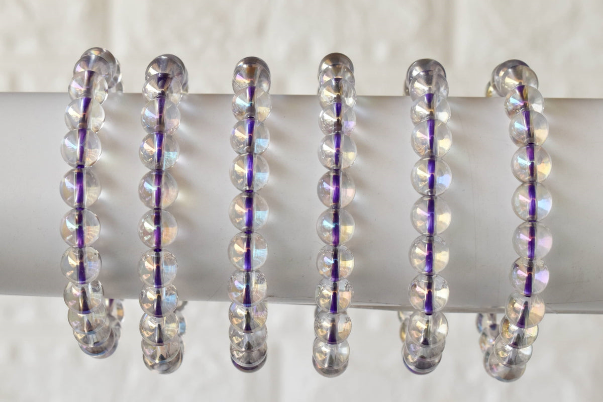 Aura Quartz Rainbow Moonstone Bracelet (Compassion and Patience)  DestGlow