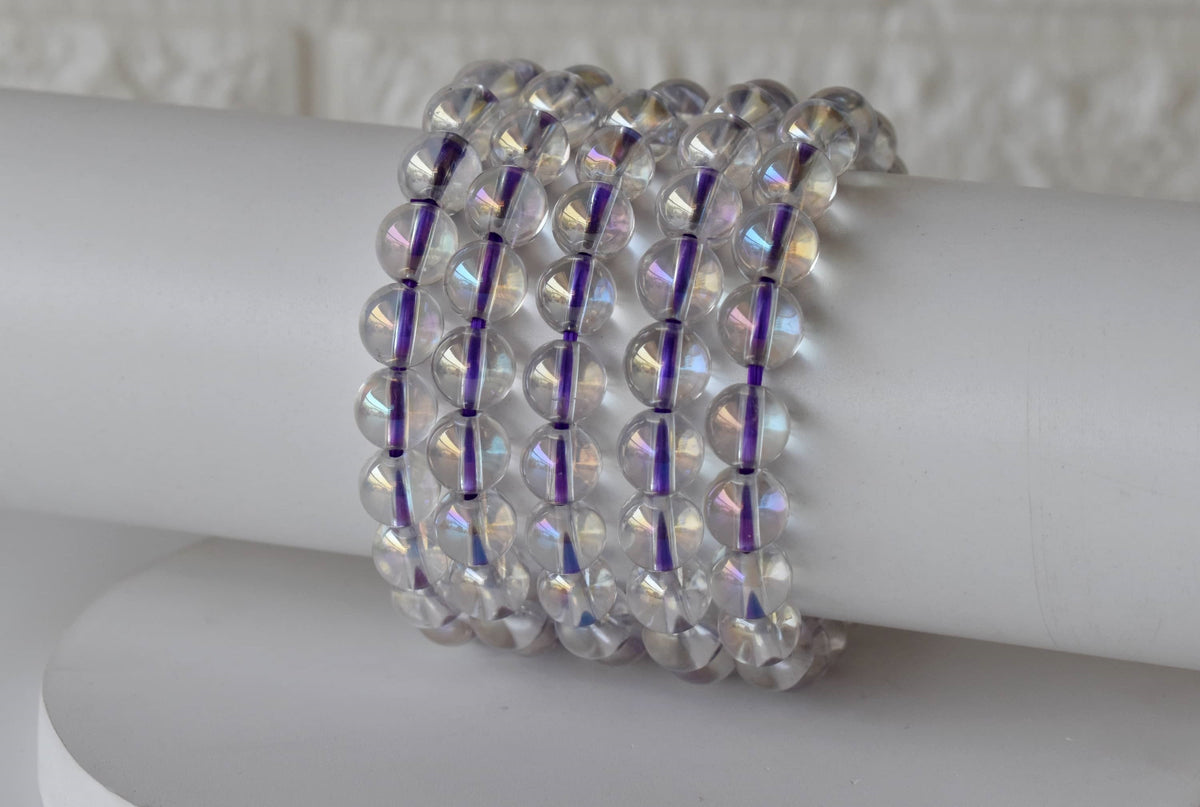 Aura Quartz Rainbow Moonstone Bracelet (Compassion and Patience)  DestGlow