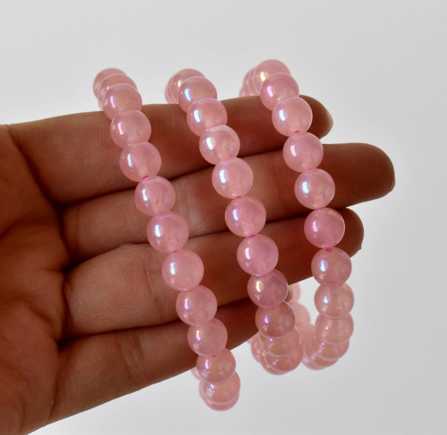 Aura Quartz Rose Quartz Bracelet(Relaxation and Love)  DestGlow