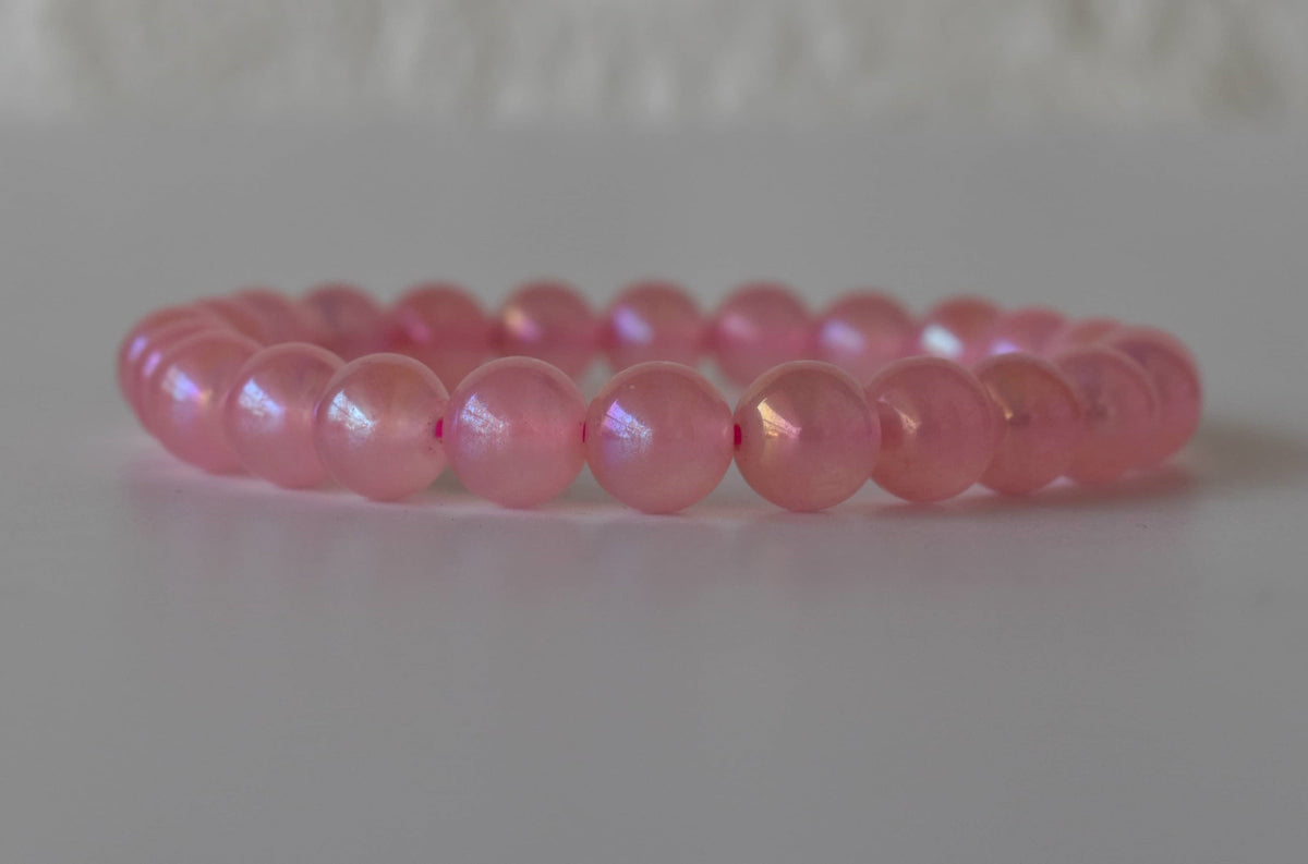 Aura Quartz Rose Quartz Bracelet(Relaxation and Love)  DestGlow