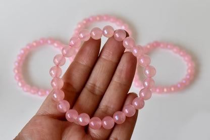 Aura Quartz Rose Quartz Bracelet(Relaxation and Love)  DestGlow