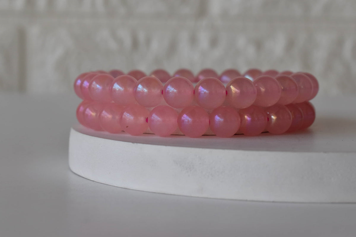 Aura Quartz Rose Quartz Bracelet(Relaxation and Love)  DestGlow