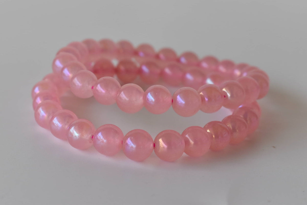 Aura Quartz Rose Quartz Bracelet(Relaxation and Love)  DestGlow