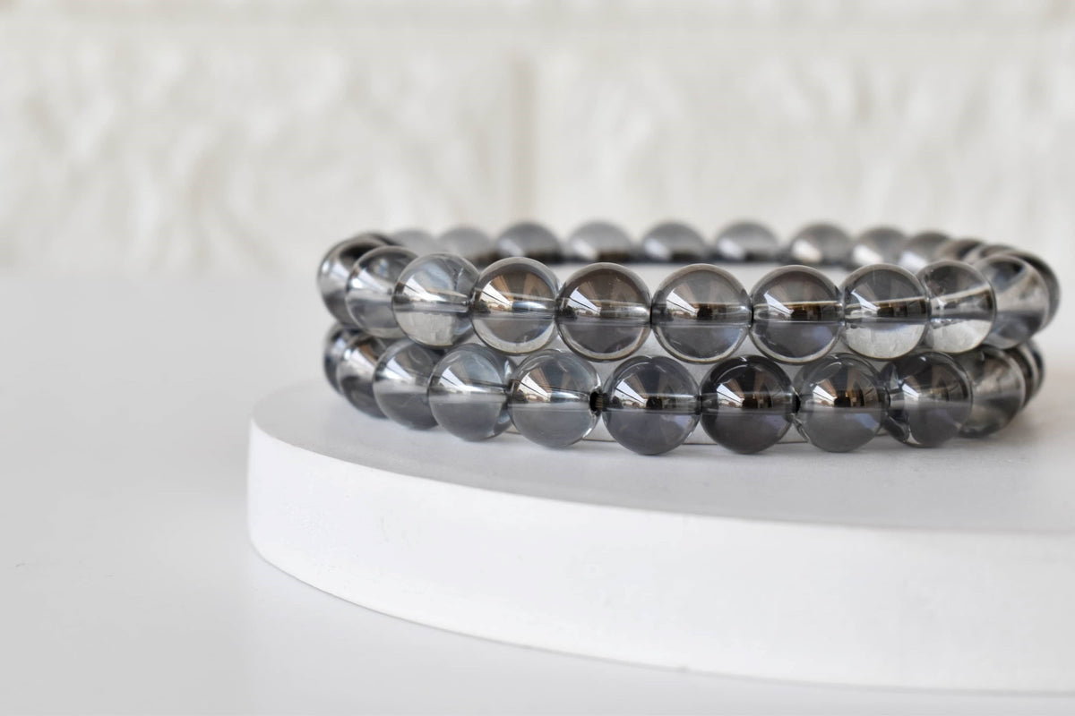 Aura Quartz Smokey Quartz Bracelet (Purification and Good Fortune)  DestGlow