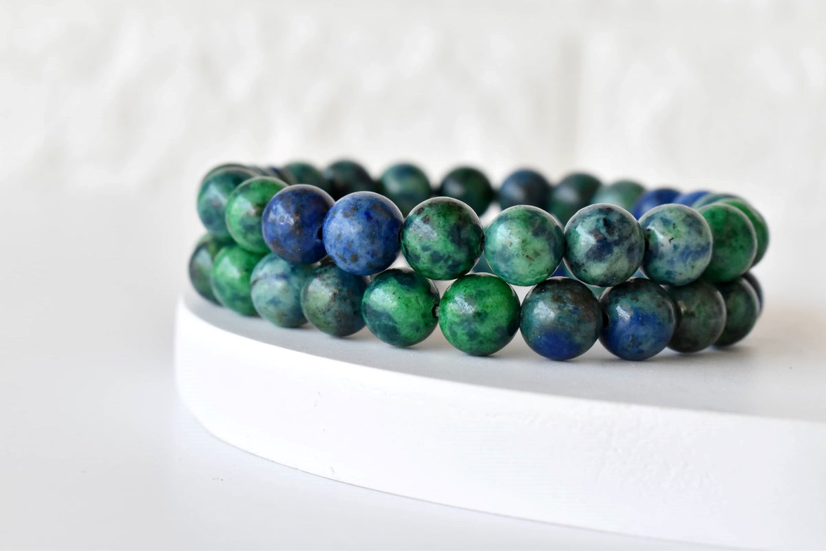 Azurite Malachite Bracelet(Insight and Self-Discipline).  DestGlow