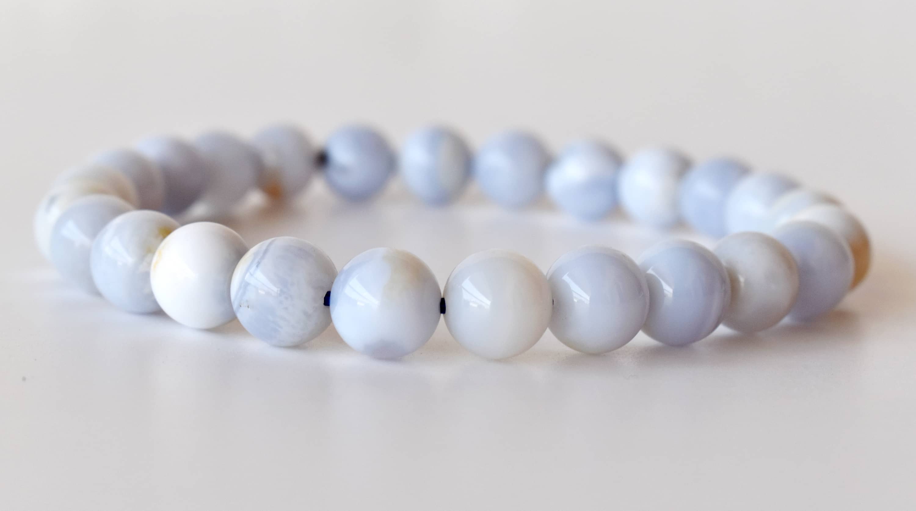 Blue Lace Agate Bracelet (Relaxation and Self Discovery)  DestGlow
