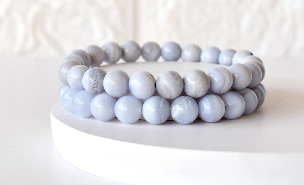 Blue Lace Agate Bracelet (Relaxation and Self Discovery)  DestGlow