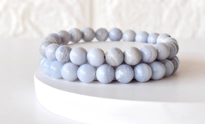 Blue Lace Agate Bracelet (Relaxation and Self Discovery)  DestGlow