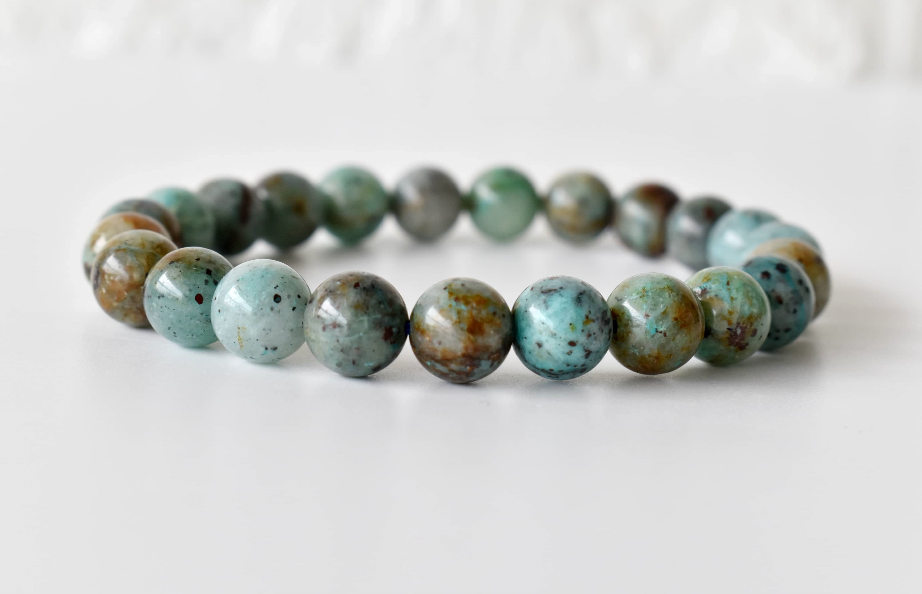 Chrysocolla Stone Beads Bracelet (Clarity and Harmony)  DestGlow