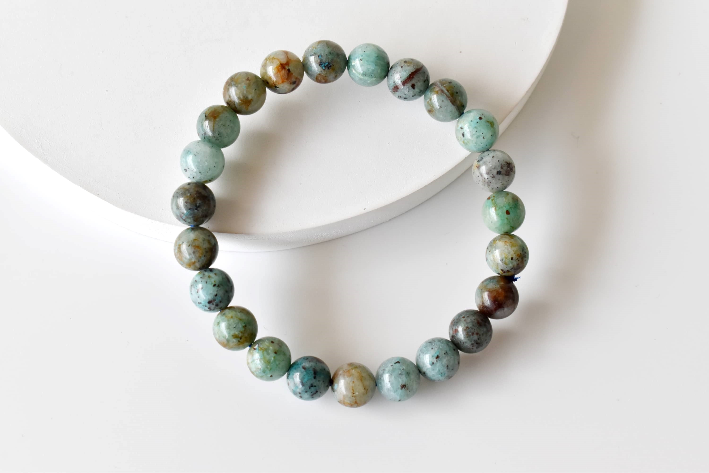 Chrysocolla Stone Beads Bracelet (Clarity and Harmony)  DestGlow