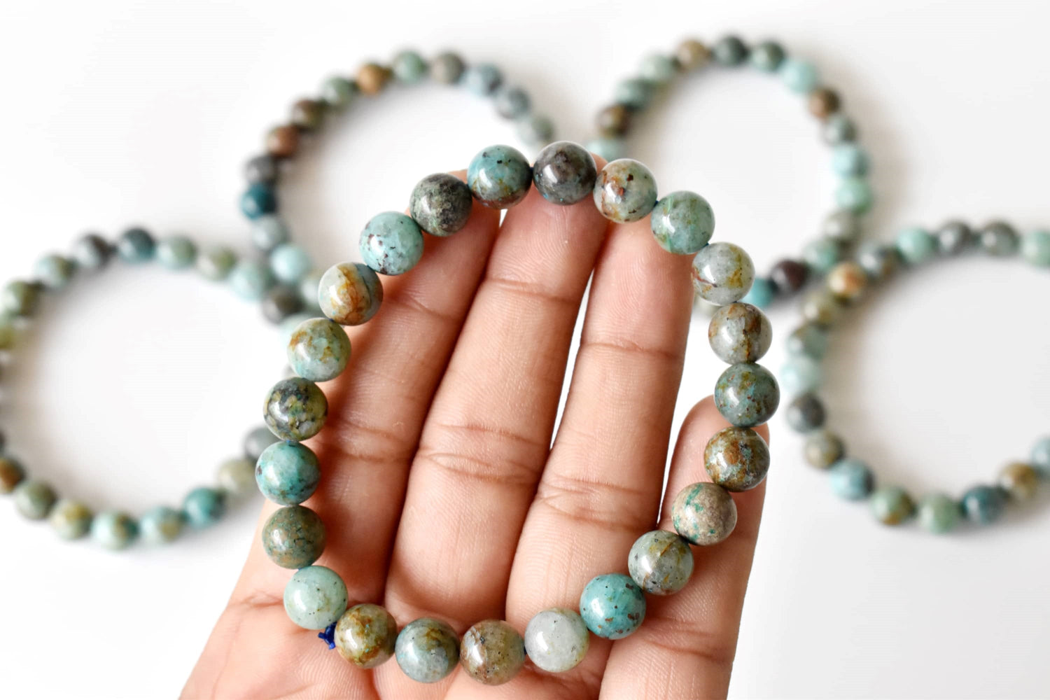 Chrysocolla Stone Beads Bracelet (Clarity and Harmony)  DestGlow