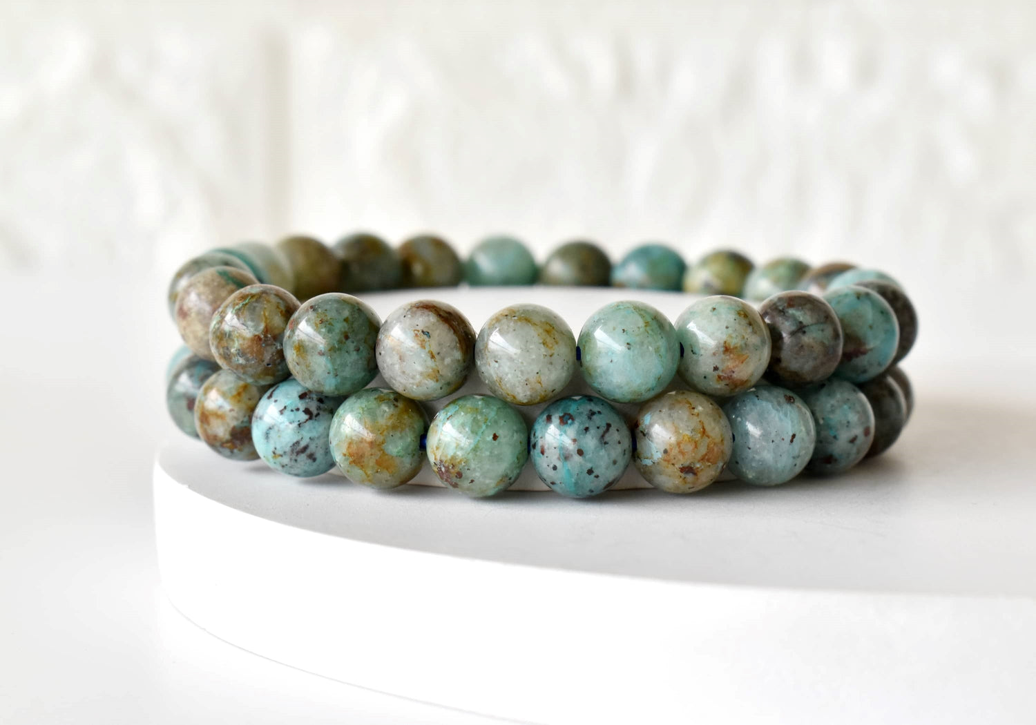 Chrysocolla Stone Beads Bracelet (Clarity and Harmony)  DestGlow