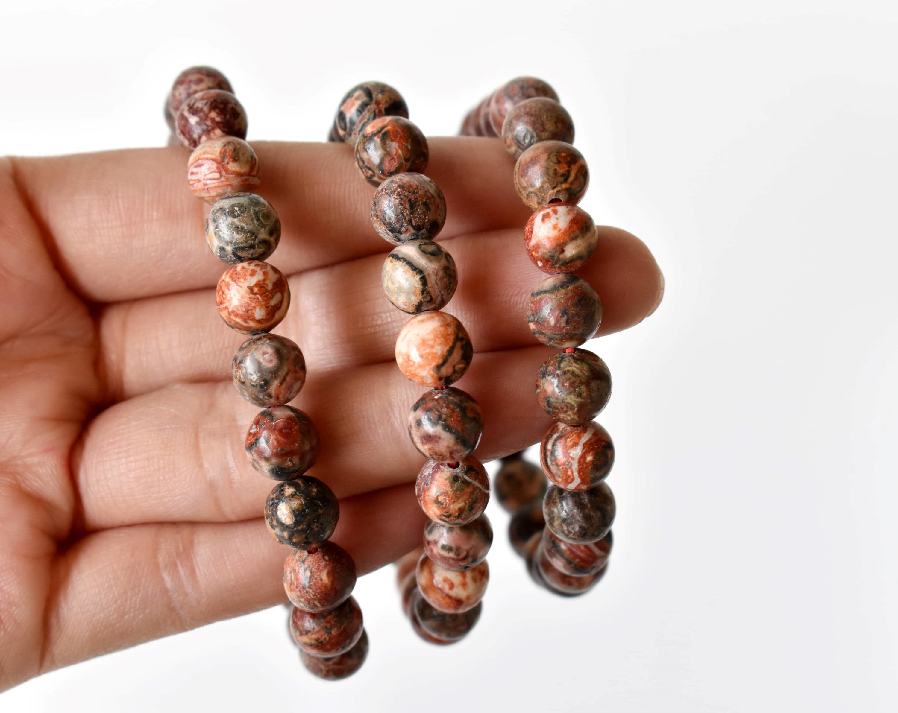 Leopardskin Jasper Bracelet (Leadership and Chakra Cleansing).  DestGlow