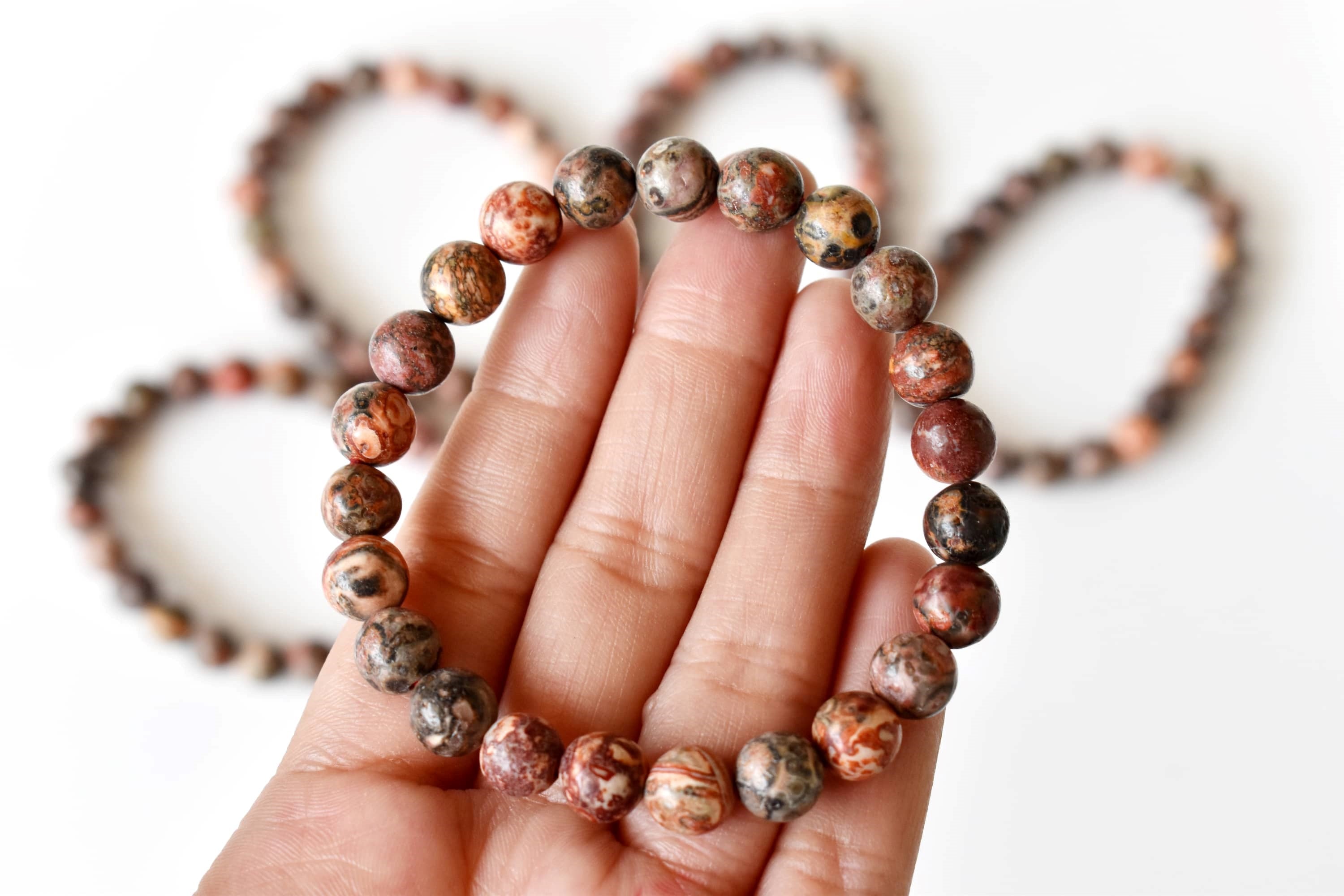 Leopardskin Jasper Bracelet (Leadership and Chakra Cleansing).  DestGlow