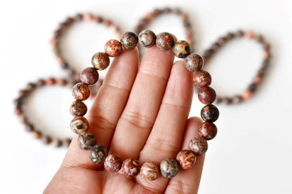Leopardskin Jasper Bracelet (Leadership and Chakra Cleansing).  DestGlow