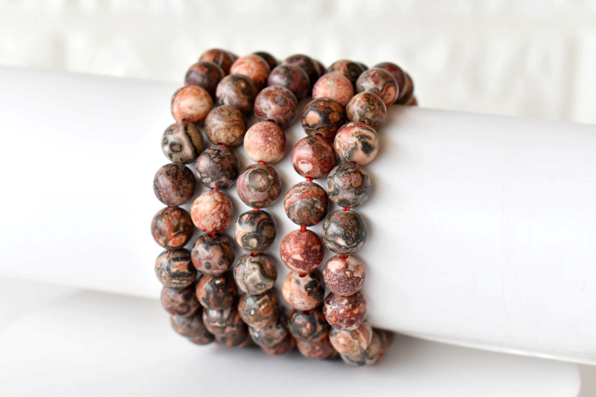Leopardskin Jasper Bracelet (Leadership and Chakra Cleansing).  DestGlow