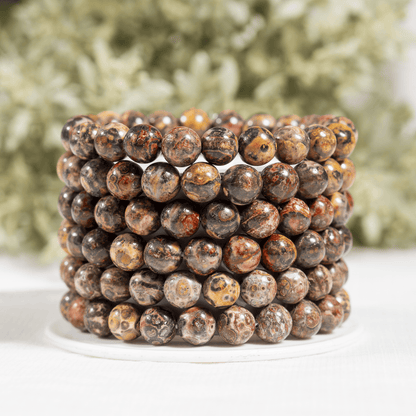 Leopardskin Jasper Bracelet (Leadership and Chakra Cleansing).  DestGlow