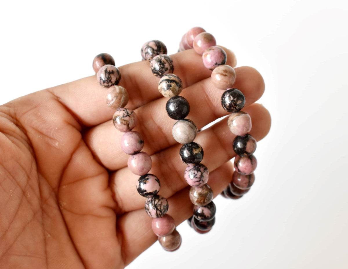 Rhodonite Bracelet (Empathy and Dispelling Negative Energy).  DestGlow