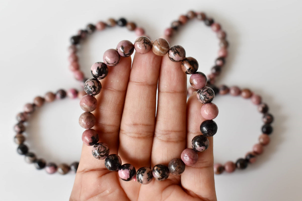 Rhodonite Bracelet (Empathy and Dispelling Negative Energy).  DestGlow