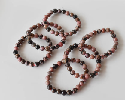 Rhodonite Bracelet (Empathy and Dispelling Negative Energy).  DestGlow