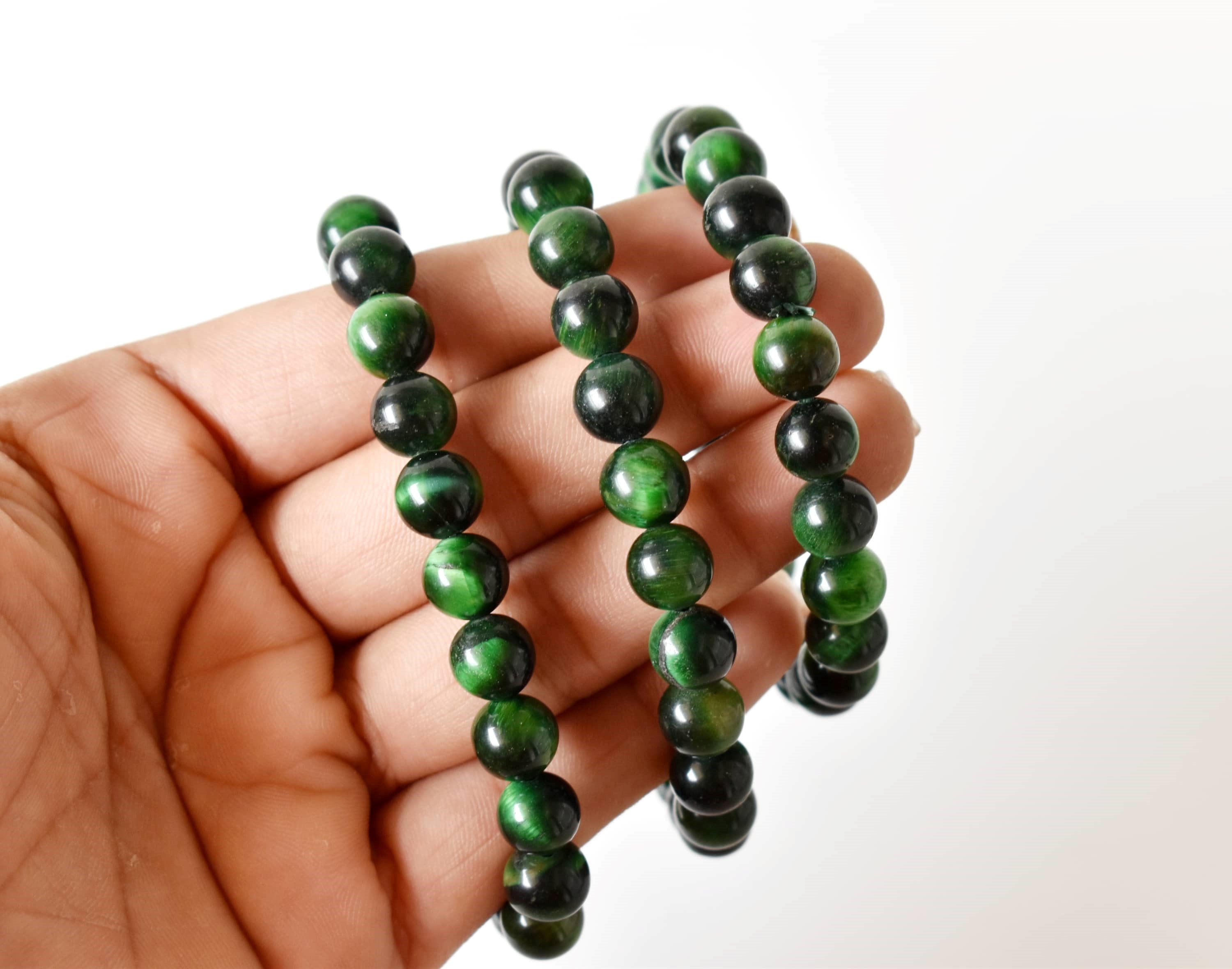 Green Tiger Cats Eye Bracelet (Longevity and Protection)  DestGlow