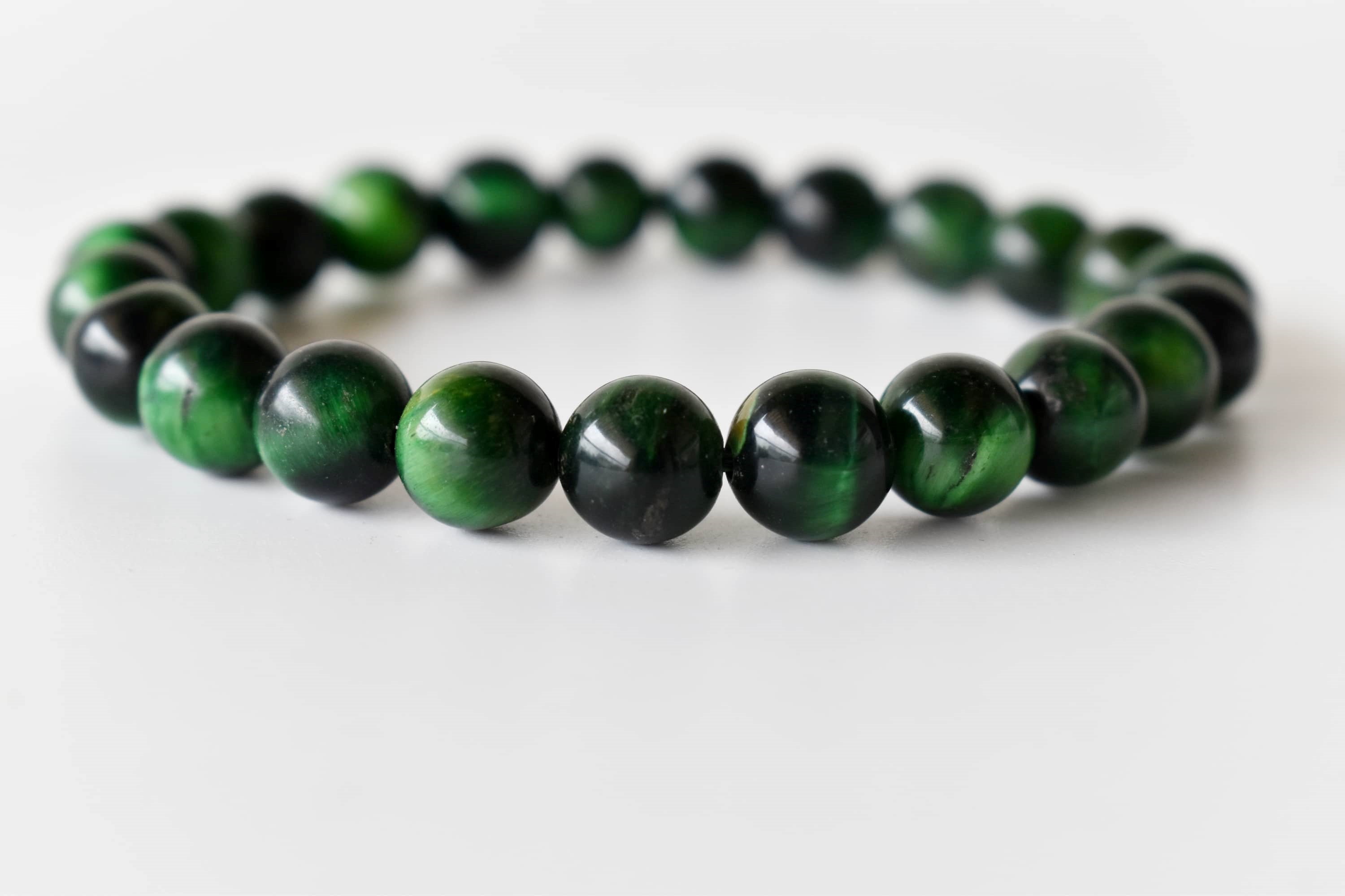Green Tiger Cats Eye Bracelet (Longevity and Protection)  DestGlow