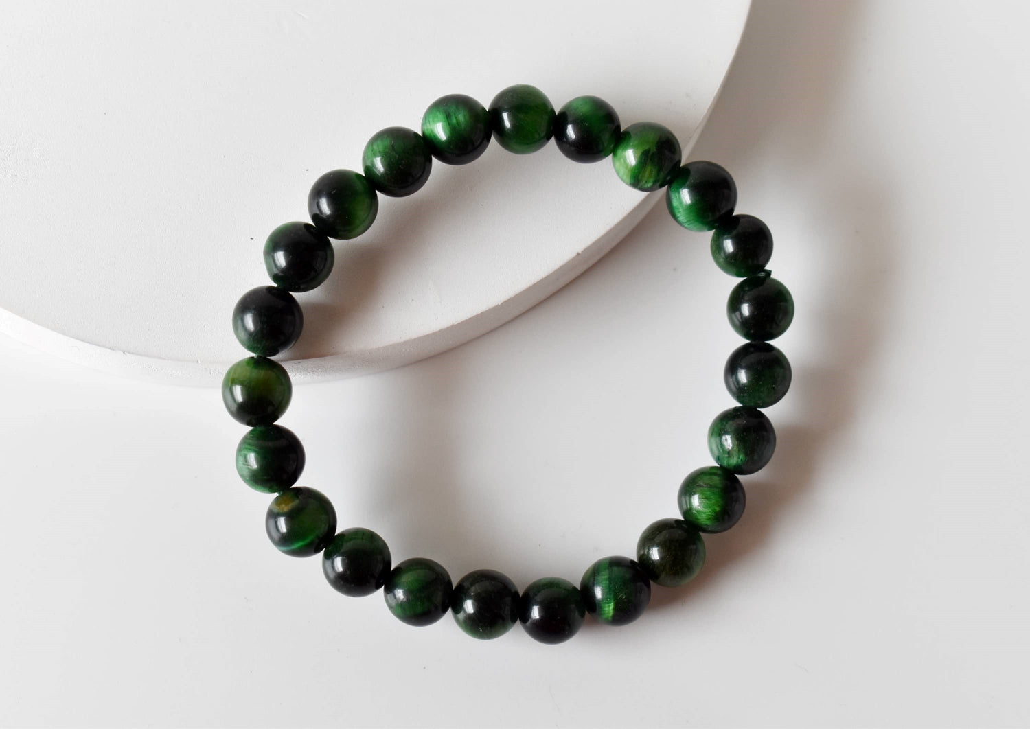 Green Tiger Cats Eye Bracelet (Longevity and Protection)  DestGlow