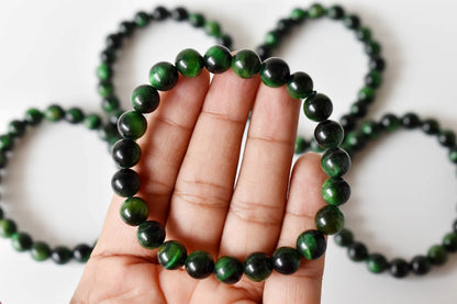 Green Tiger Cats Eye Bracelet (Longevity and Protection)  DestGlow